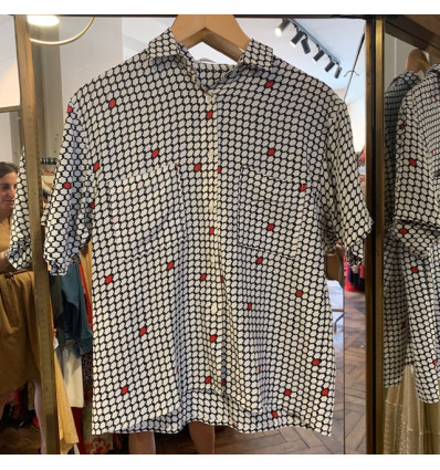 Blouse Guy Laroche soie graphique manches courtes