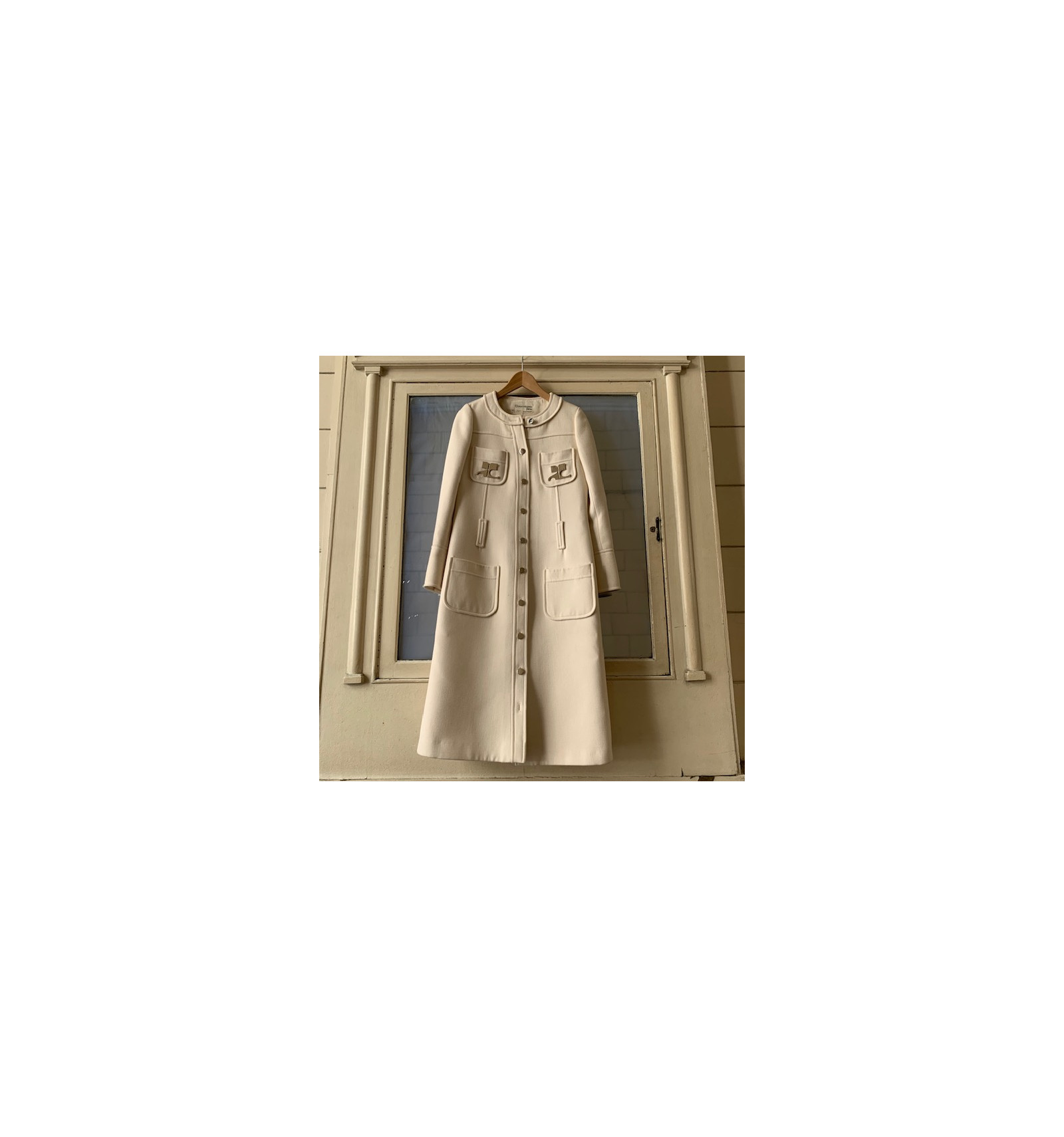 Manteau Vintage Années 60 Taille 34 - Laine Bleue, Très Bon état Occasion
