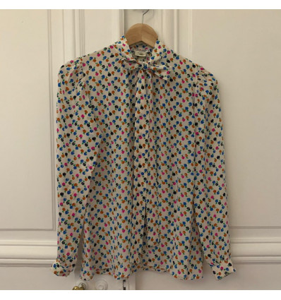 Blouse Saint-Laurent vintage fleurs 70s TS