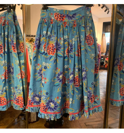 Jupe Anastasia vintage imprimé floral bleue